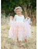 Ivory Lace Blush Pink Tulle Ruffle Flower Girl Dress Easter Dress